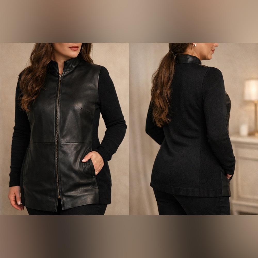 Carlisle Wool & Leather Trim Jacket | Luxe Stretch | 19” PTP